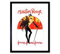 Wee Blue Coo Burlesque Moulin Rouge Paris Girls Artwork Framed Wall Art Print 12X16 Inch