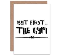 Wee Blue Coo But First The Gym Word Art Blank Greeting Card