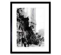 Wee Blue Coo Bw Train Wreck Montparnasse 1895 Crash Disaster Picture Framed Wall Art Print