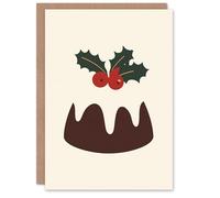 Wee Blue Coo Cake Pudding Holly Icing Modern Graphic Fun Xmas Art Blank For All Christmas Card
