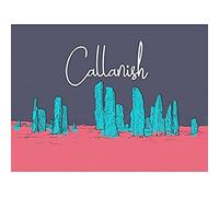 Wee Blue Coo Callanish Standing Stones Lewis Hebrides Illustration Canvas Art Print