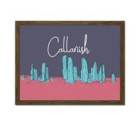 Wee Blue Coo Callanish Standing Stones Lewis Hebrides Illustration Large Framed Art Print Poster Wall Decor 18x24 inch