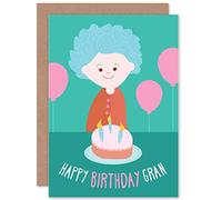 Wee Blue Coo CARD BIRTHDAY HAPPY GRAN GRANNY CAKE CANDLES BALLOON GIFT