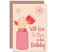 Wee Blue Coo CARD BIRTHDAY HAPPY MUM MOTHER FLOWER JAR DESIGN GIFT