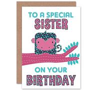 Wee Blue Coo CARD BIRTHDAY HAPPY SISTER SPECIAL MONKEY TREE GIFT