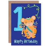 Wee Blue Coo CARD BIRTHDAY KIDS ONE 1 MONKEY BRAVE GIFT