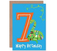 Wee Blue Coo CARD BIRTHDAY KIDS SEVEN 7 NATIVE SNAKE GIFT
