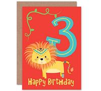 Wee Blue Coo CARD BIRTHDAY KIDS THREE 3 LION BRAVE GIFT