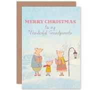 Wee Blue Coo CARD CHRISTMAS GRANDPARENTS MICE CAROL SING