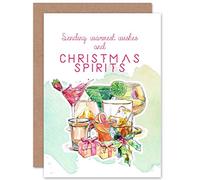 Wee Blue Coo CARD CHRISTMAS SPIRITS WARMEST WISHES ALCOHOL