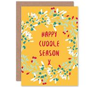 Wee Blue Coo CARD CHRISTMAS TYPOGRAPHY HAPPY CUDDLE SEASON