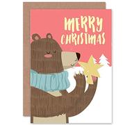 Wee Blue Coo CARD CHRISTMAS XMAS HAPPY BEAR STAR