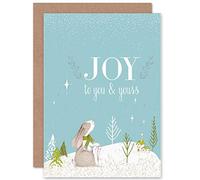 Wee Blue Coo CARD CHRISTMAS XMAS HAPPY RABBIT JOY SNOW