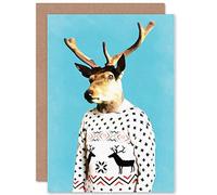 Wee Blue Coo CARD CHRISTMAS XMAS MERRY HAPPY DEER JUMPER FUN PRESENT GIFT