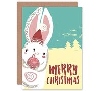 Wee Blue Coo CARD CHRISTMAS XMAS MERRY RABBIT BAUBLE