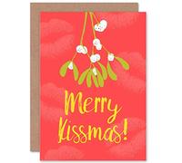 Wee Blue Coo CARD CHRISTMAS XMAS MISTLETOE KISSMASS PUN
