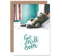 Wee Blue Coo CARD GET WELL SOON KIDS TEDDY BEAR GIFT
