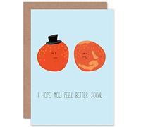 Wee Blue Coo CARD GET WELL SOON ORANGE PEEL PUN GIFT