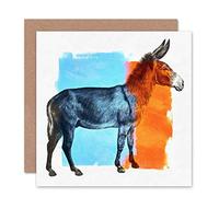 Wee Blue Coo CARD GREETING DONKEY MULE TWO TONE BLUE ORANGE GIFT