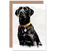 Wee Blue Coo CARD GREETING GIFT PHOTO PAINTING PET BLACK LABRADOR RETRIEVER DOG CUTE