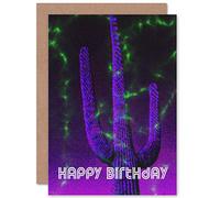 Wee Blue Coo CARD GREETING HAPPY BIRTHDAY ABSTRACT TRIPPY CACTUS