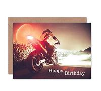 Wee Blue Coo CARD GREETING HAPPY BIRTHDAY MOTORBIKE LIGHT