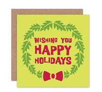 Wee Blue Coo CARD GREETING HAPPY HOLIDAYS GREEN LAUREL