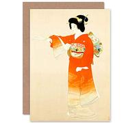 Wee Blue Coo CARD GREETING JAPANESE GEISHA LADY BRIGHT KIMONO GIFT