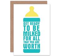 Wee Blue Coo CARD GREETING NEW BABY MILK BOTTLE FUNNY PUN