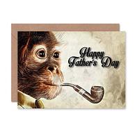 Wee Blue Coo CARD HAPPY FATHER'S DAY DAD MONKEY SMOKES PIPE FUN GIFT