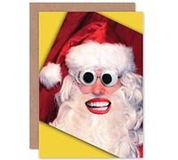 Wee Blue Coo CARD MERRY CHRISTMAS XMAS GOGGLE EYED SANTA WEIRD GIFT