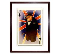 Wee Blue Coo Caricature Churchill Jack Clubs Card Union Flag Bernal Framed Wall Art Print