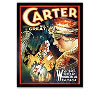 Wee Blue Coo Carter The Great The Magician Vintage Advertising Art Print Framed Poster Wall Decor 12X16 Inch