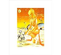 Wee Blue Coo Cartoon Sci Fi Girl Pluto Robot Dog Moon Stars Space Wall Art Print