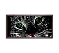 Wee Blue Coo Cat Face Eyes Neon Light Bright Long Panel Framed Wall Art Print