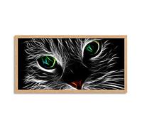Wee Blue Coo Cat Face Eyes Neon Light Bright Long Panel Framed Wall Art Print