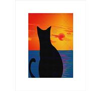 Wee Blue Coo Cat Landscape Abstract Silhouette Sunset Sea Boat Wall Art Print