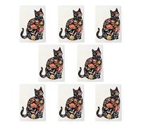 Wee Blue Coo Cat Lover Watercolour Flower Pattern Silhouette Art Cards Pack of 8 | Size: 8 pack Wee Blue Coo Multicolor 8 pack