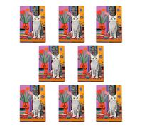 Wee Blue Coo Cat Lovers Folk Art Bright Floral Art Cards Pack of 8 Any Occasion, A6 | Size: 8 pack Wee Blue Coo Multicolor 8 pack