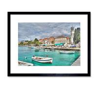 Wee Blue Coo Cavtat Croatia Harbour Boat Art Framed Wall Art Print