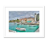 Wee Blue Coo Cavtat Croatia Harbour Boat Art Framed Wall Art Print