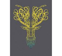 Wee Blue Coo Celtic Knot Stag Head Deer Ornate Decorative Scottish Art Print