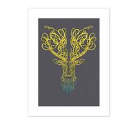Wee Blue Coo Celtic Knot Stag Head Deer Ornate Decorative Scottish Canvas Art Print