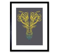 Wee Blue Coo Celtic Knot Stag Head Deer Ornate Decorative Scottish Framed Art Print
