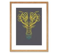 Wee Blue Coo Celtic Knot Stag Head Deer Ornate Decorative Scottish Framed Art Print