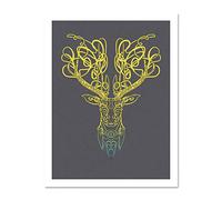 Wee Blue Coo Celtic Knot Stag Head Deer Ornate Decorative Scottish Large Framed Art Print Poster Wall Decor 18x24 inch