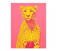 Wee Blue Coo Cerise Cheetah Bold Animal Yellow Pink Extra Large XL Wall Art Poster Print