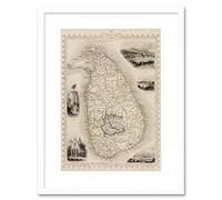 Wee Blue Coo Ceylon Sri Lanka Map Framed Wall Art Print