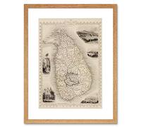 Wee Blue Coo Ceylon Sri Lanka Map Framed Wall Art Print