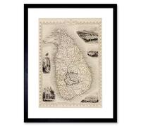 Wee Blue Coo Ceylon Sri Lanka Map Framed Wall Art Print